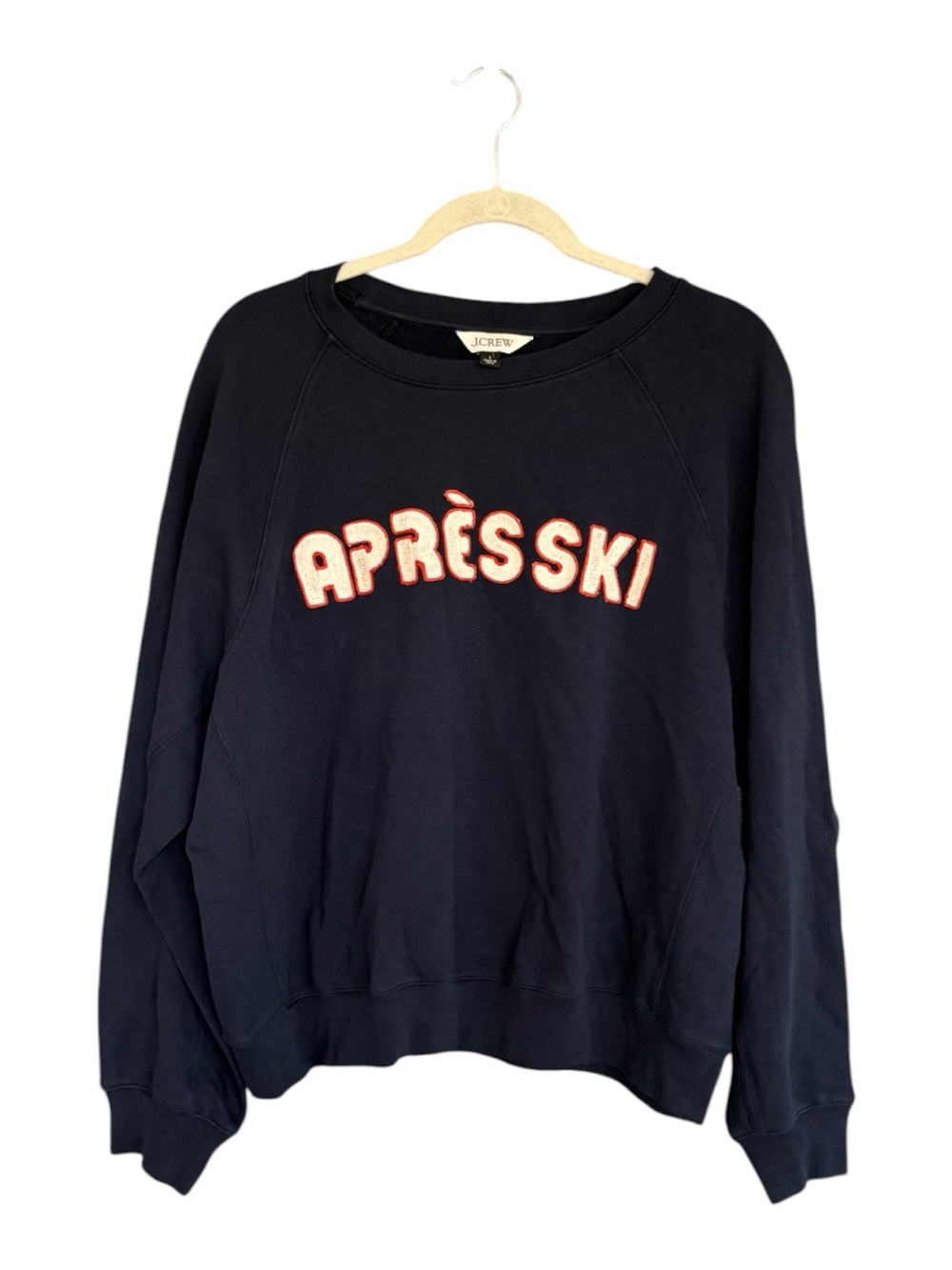 J. Crew Après Ski Navy Graphic Sweatshirt Women’s Large Cotton Pullover